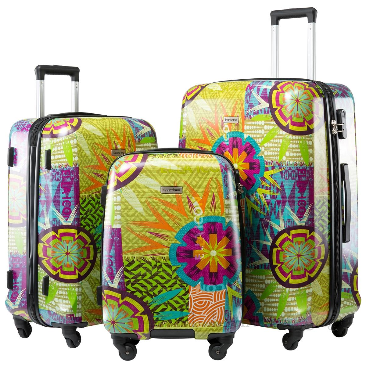 

20 дюймов, 24/28 дюймов, дорожный чемодан, вращающиеся колеса, цветы, граффити, чемодан на колесиках, 3 предмета, красочный набор сумок на тележке Hariside 3PCS set