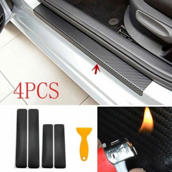 Car Door Plate Sill Scuff Covers Anti-Scratch Stickers Carbon Fiber Accessories