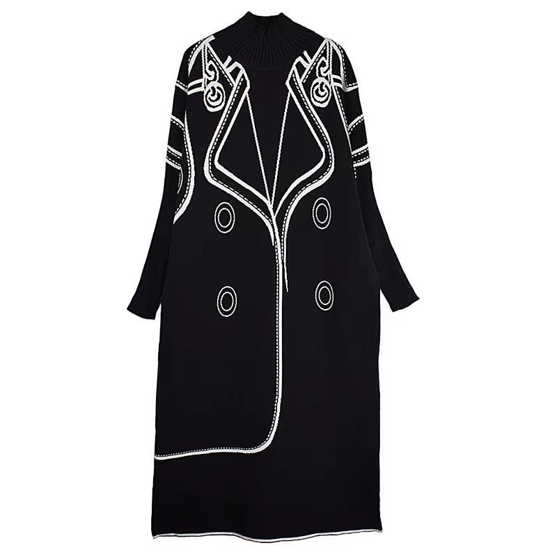 

XITAO Повседневный свободный модный двусторонний трикотажный платье ZYY1058 One Size чёрный