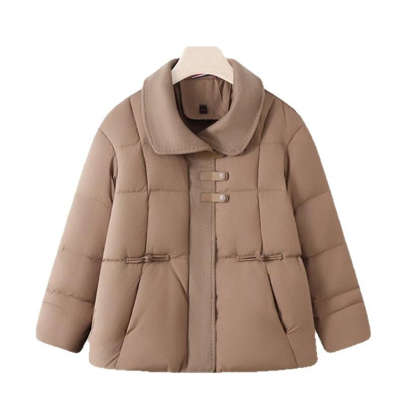 Mom's short winter clothing large size duck down new thermal top mid-person winter lapel cardigan down jacket