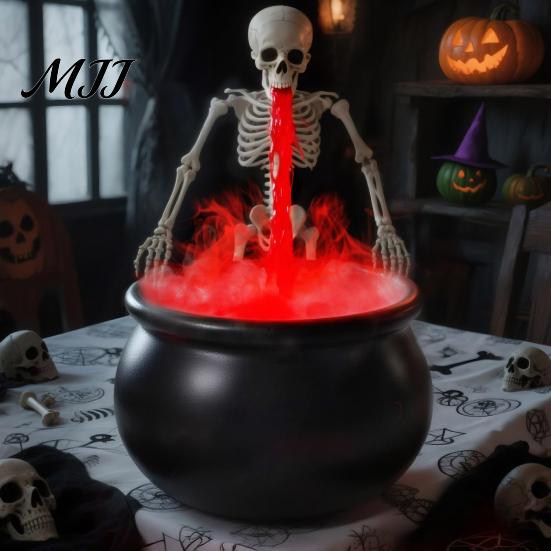 Lighted Witch Pot for Party Decor Halloween Cauldron Fog Machine, Ultrasonic Mist Maker with Glowing LED, Unique Gothic Holiday Gift
