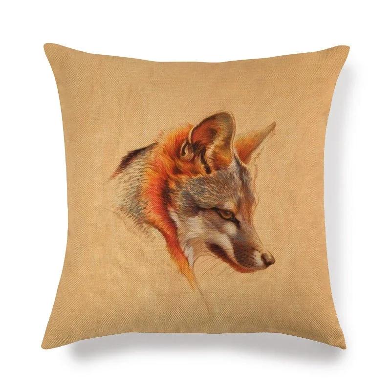 Lovely Fox Pattern Linen Pillow Cushion Cover Office Living Room Bedroom Sofa Car Decorative Pillowcase 45*45cm