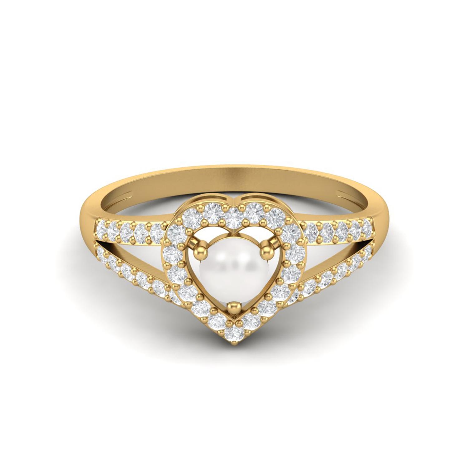 

1.05 Cts Round Pearl Heart Shape 925 Sterling Silver Gold Vermeil Split Shank Women Wedding Ring 8 жёлтый