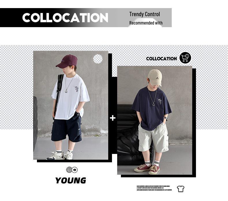 Trendy Boys' Summer Two-Piece Set: Short Sleeve T-Shirt & Casual Sports Shorts