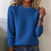Women's Fashion Casual Loose Pullover Solid Color Round Neck Long Sleeve Knit Sweater