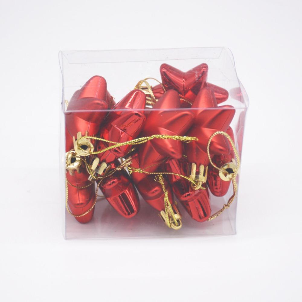 12Pcs Xmas Ball Xmas Tree Hanging Ornament Plastic Six Pointed Star Ball  Party Decor