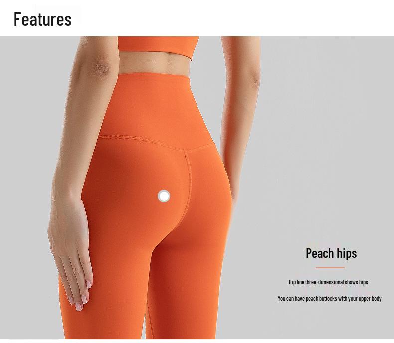 Pantaloni da Yoga da Donna a Vita Alta, Effetto Solleva Glutei Color Pesca - Senza Cuciture Visibili, Sensazione Nuda