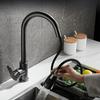 Brushed Pull Out Kitchen Sink Faucet Flexible 2 Modes Stream & Sprayer Nozzle Faucets Stainless Steel Hot Cold Wate Mixer Tap