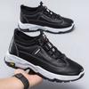 New Men's Shoes Leather Platform Casual Shoes  Men's Running Shoes Low-Top Lace-up Men's Sports and Leisure Tide Shoes