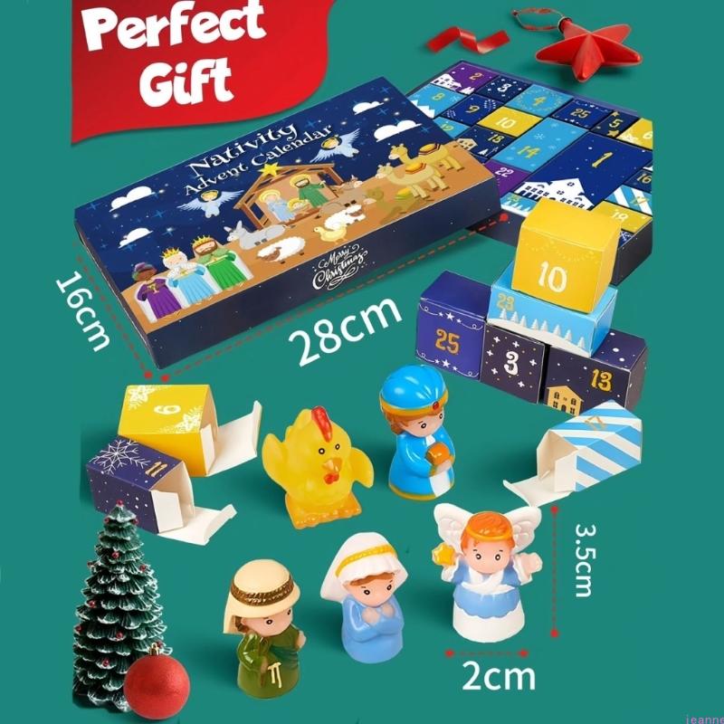 Nativity Advent Calendar 2025 Kids, Christmas Story Nativity Playset Christian Advent Calendar for  Kids, Boys, Girls