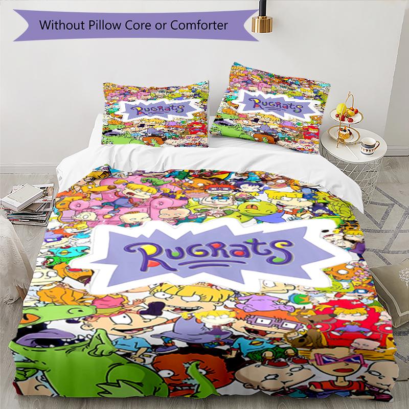 3pcs Rugrats in paris4 Design Cover Set - HD Printed Bedding with 1 Cover and 2 Pillowcases - Perfect for Home and Dorm Decor