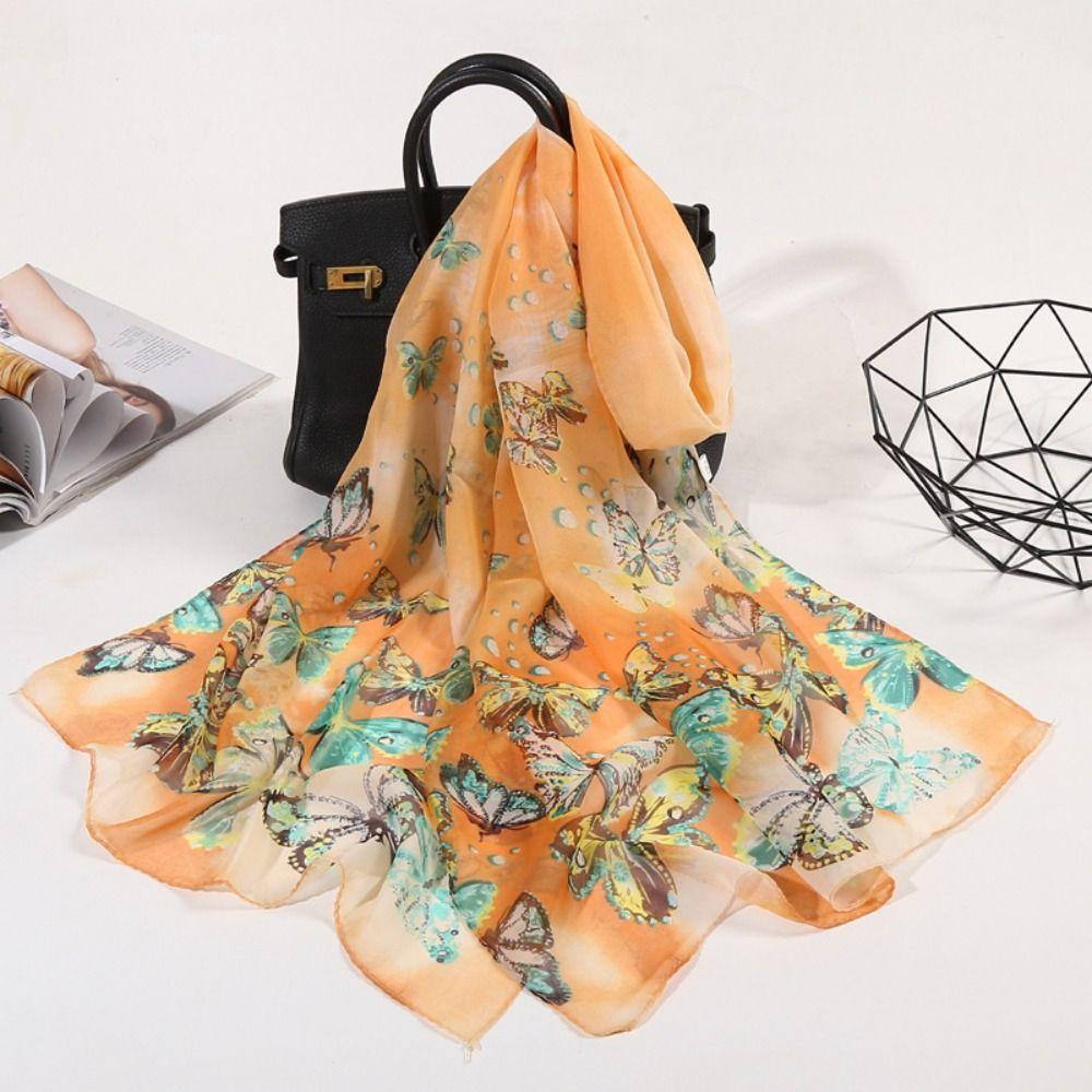 160*50cm Chiffon Scarf Sunscreen Shawl Silk Elegant Beach Gauze Scarf  for Women