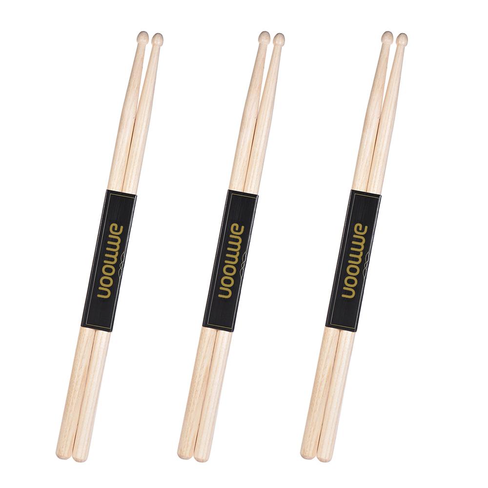 ammoon 12 Pairs of 5A Wooden sticks Sticks Fraxinus Mandshurica Wood Set Accessories