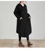 2025 autumn new large size loose medium and long sweater skirt women's big pocket solid color hooded dress