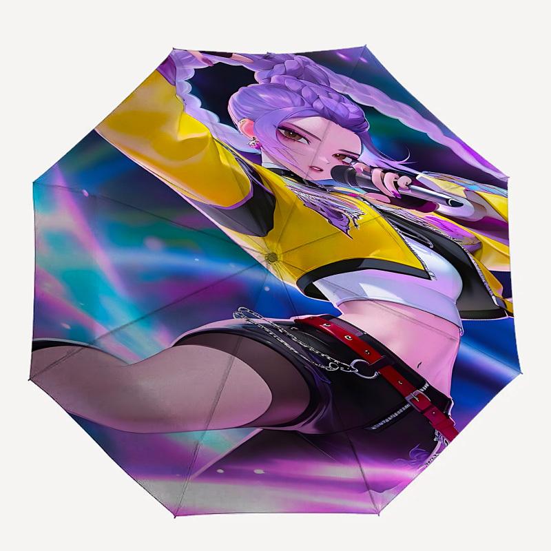 K-POP Anime Girls Group Themed Automatic Opening and Closing Umbrella - 8 Ribs, Suitable for Leisure and Going Out, Outdoor Accessory, Gothi