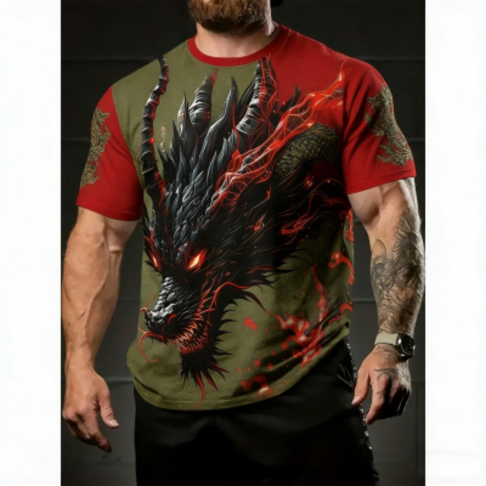 Europe America Summer Kids T-Shirt Dragon 3D Print Tees Top Loose Short Sleeve Streetwear Vintage Boy and Girl T-shirt