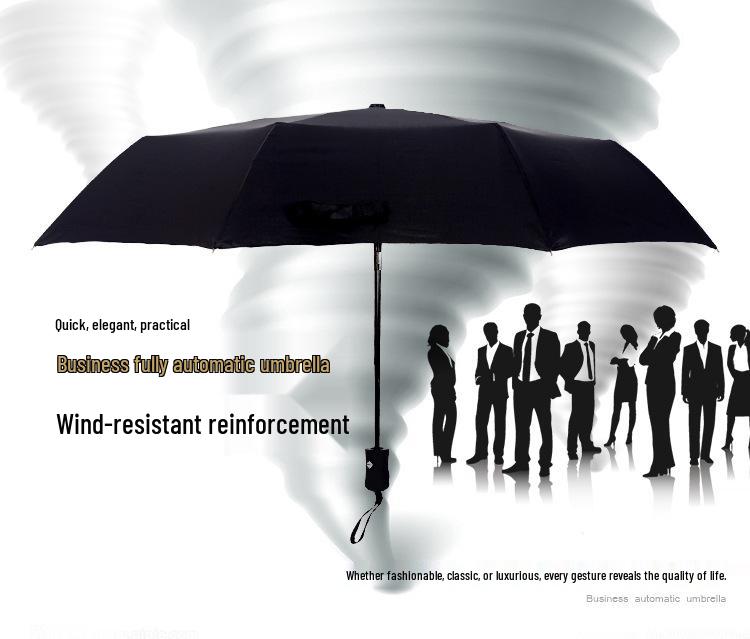 Men's Extra Large Solid Color Automatic Folding Umbrella - Self-Opening & Closing, Three-Fold Design, Sun & Rain Protection, Ideal for Business.