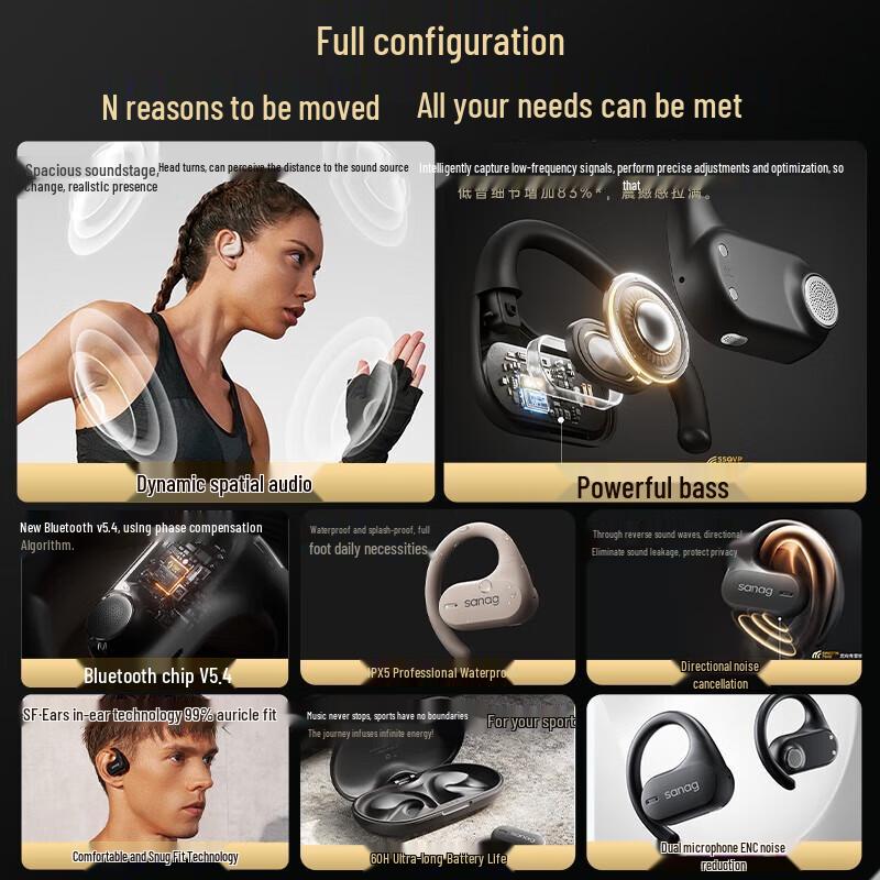 SANAG Z7 Pro Open-Ear Bone Conduction Sports Bluetooth Headphones
