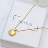 French Personality Titanium Steel Clavicle Chain Women'S Light Luxury Geometric Square Lace Pendant Women'S Necklace