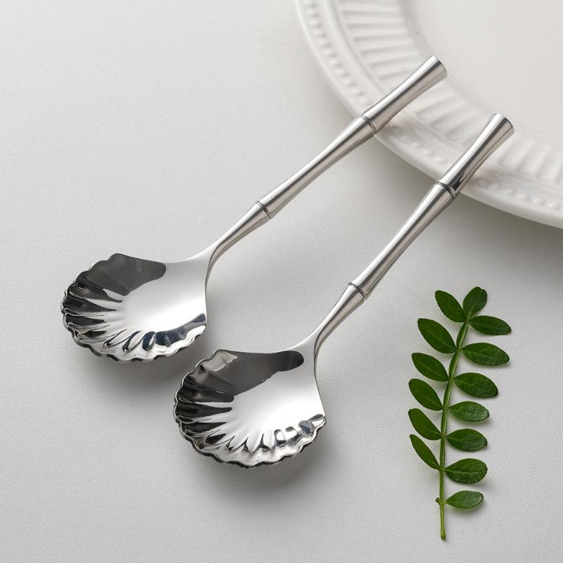 Stainless Steel Seashell Dessert Stirring Spoon BPA Free Smooth Edge Coffee Spoon for Restaurant Afternoon Tea Souvenir Gift