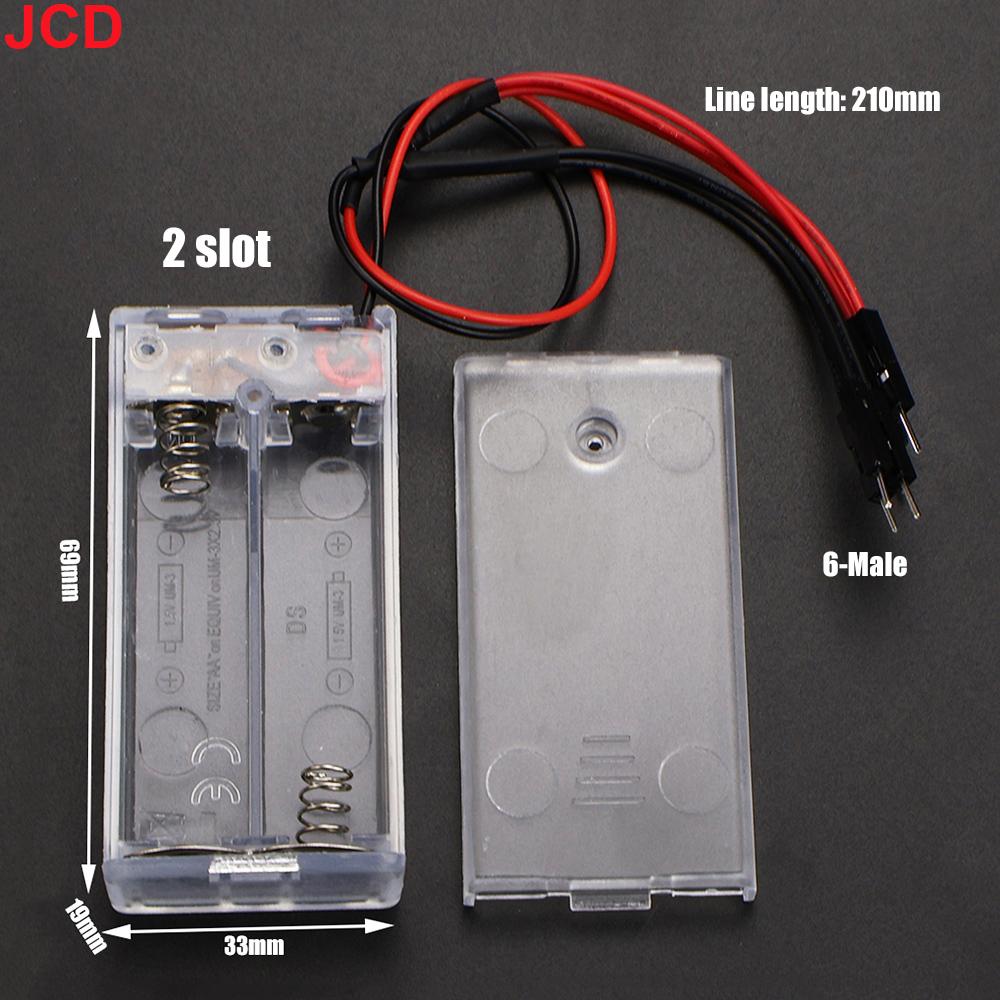 JCD 1pcs 3V 4.5V 6V AA Terminal Wire Transparent Battery Box with Cover Switch Male/Female Connector DIY Craft Model Accessories