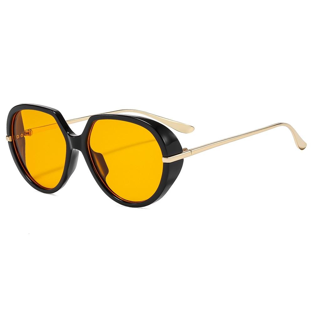 

Vintage Oversized Oval Sunglasses Women Men New Fashion Metal Leg Leopard Red Gradient Sun Glasses Ladies Trendy Sexy Shades as picture оранжевый