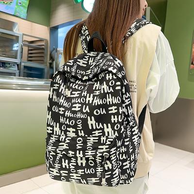 Letter Print Women's Schoolbag Student Campus Backpack Large Capacity Backpack
