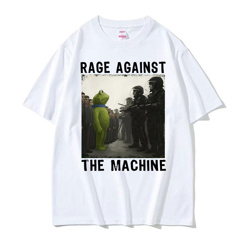 Rage Against The Machine Frosch Protest Lustiges T-Shirt Unisex Modetrend Oversized Sommer Herren Hohe Qualität 100% Baumwolle T-Shirt