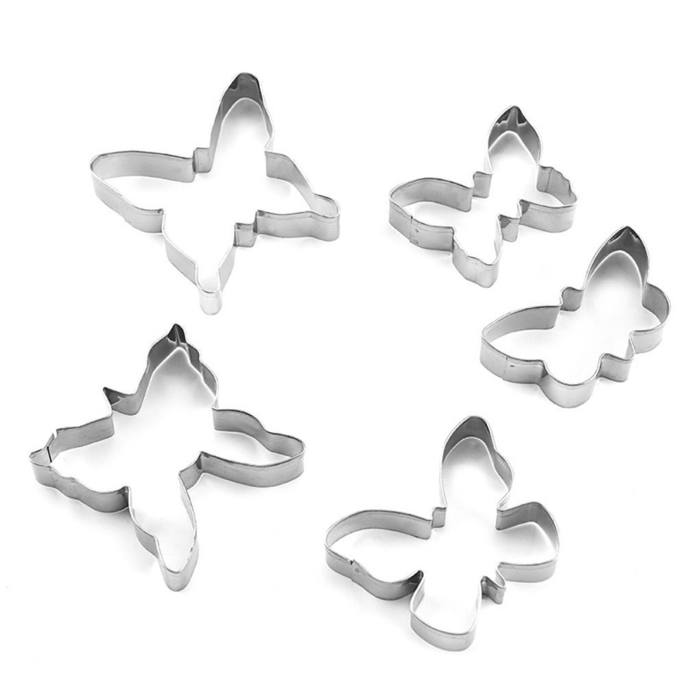 

5pcs Baking Tools Cookie Cutter Set Stainless Steel Butterfly Shaped Biscuit Mould Coffee Shop