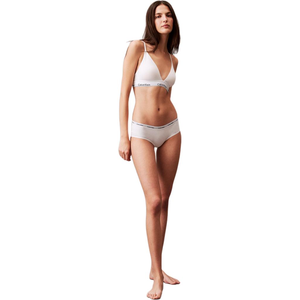 Calvin Klein Pohodlné trojúhelníkové kalhotky s žakárovým nápisem Dámské spodní prádlo Bílé QD5045-100