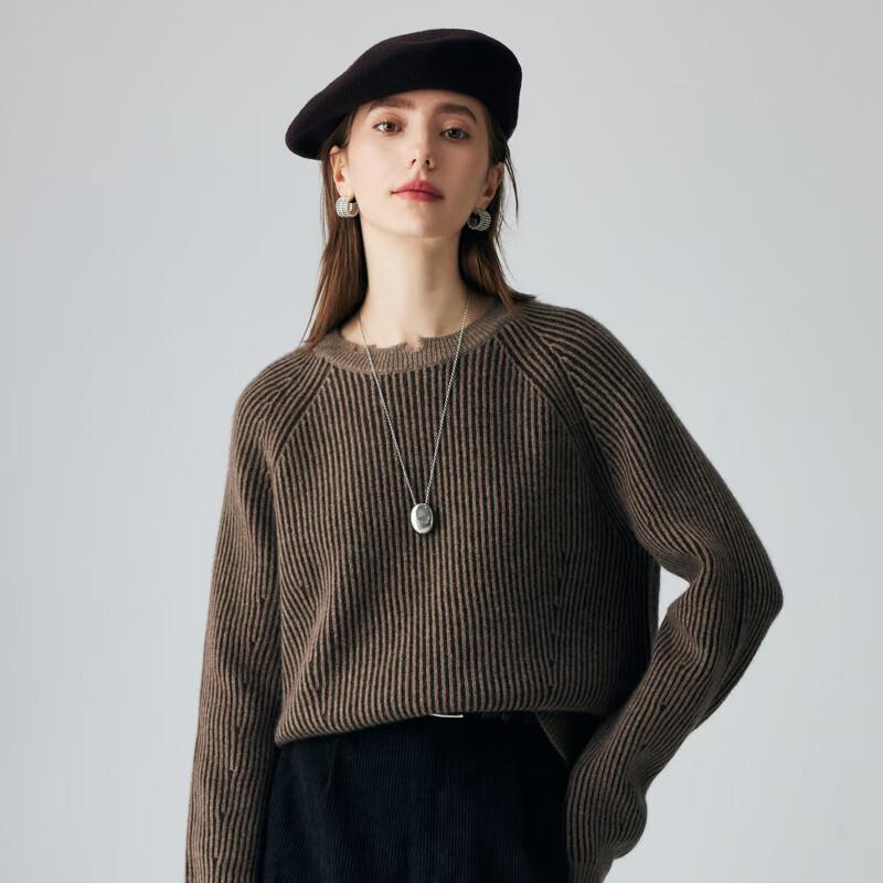 PALUOPO Women's Textured Jacquard Cashmere Sweater