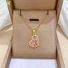 Irregular Pink Love Light Luxury Temperament Gorgeous Full Diamond Necklace Female Versatile Collarbone Chain Titanium Steel Chain