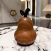 Wood Grain Pear Toothpick Dispenser Dental Floss Toothpick Holder Home Office Restaurant Kitchen Desktop Toothpick Organizer Container