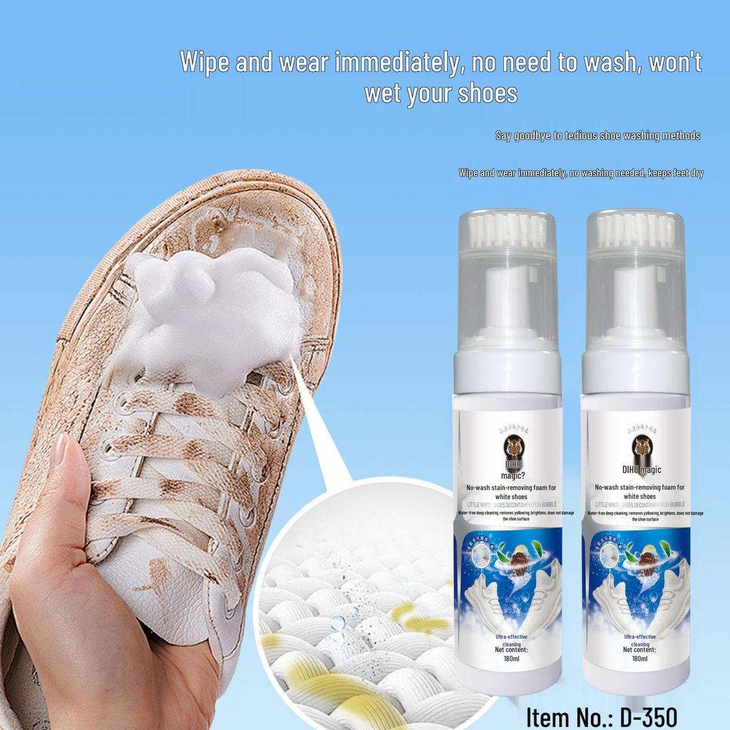 Emperor Tiger White Shoe Foam Cleaner - 180ml No-Wash Stain Remover with Multi-purpose Cleaning Brush