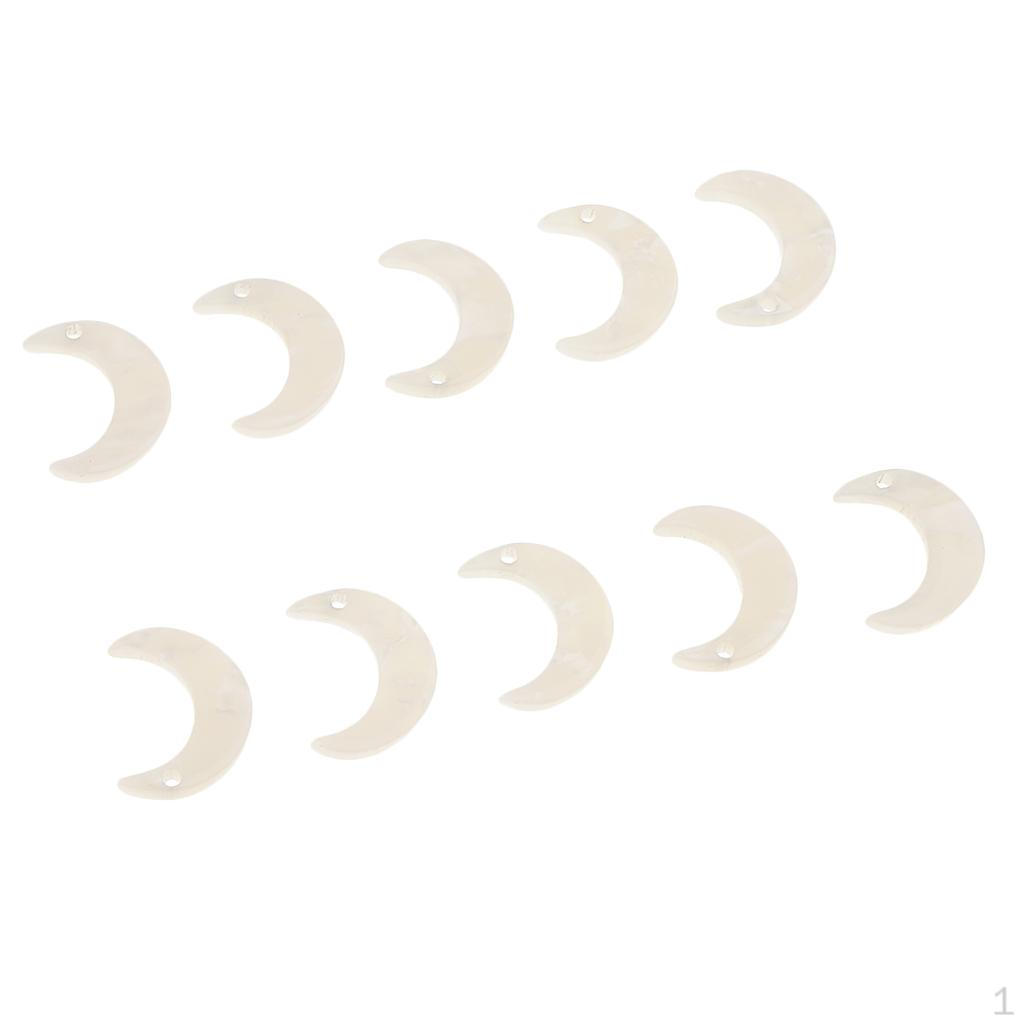 10pcs 14 x 17mm Acrylic Moon Charms Beads Pendants Jewelry Making Findings белый