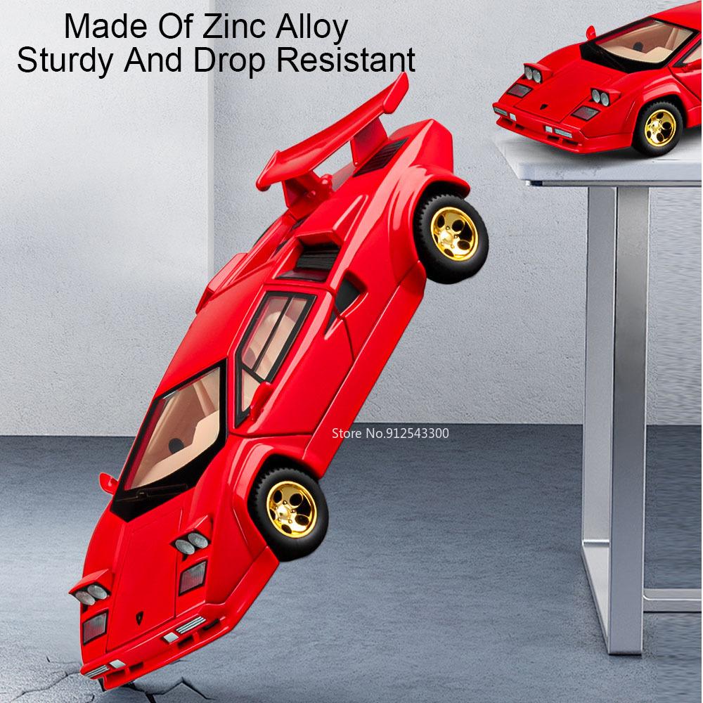 1:32 Scale Countach LP500S V12 Sports Car Model Toy Doors Opened Alloy Diecast Simulation Sound Light Models Gifts for Children