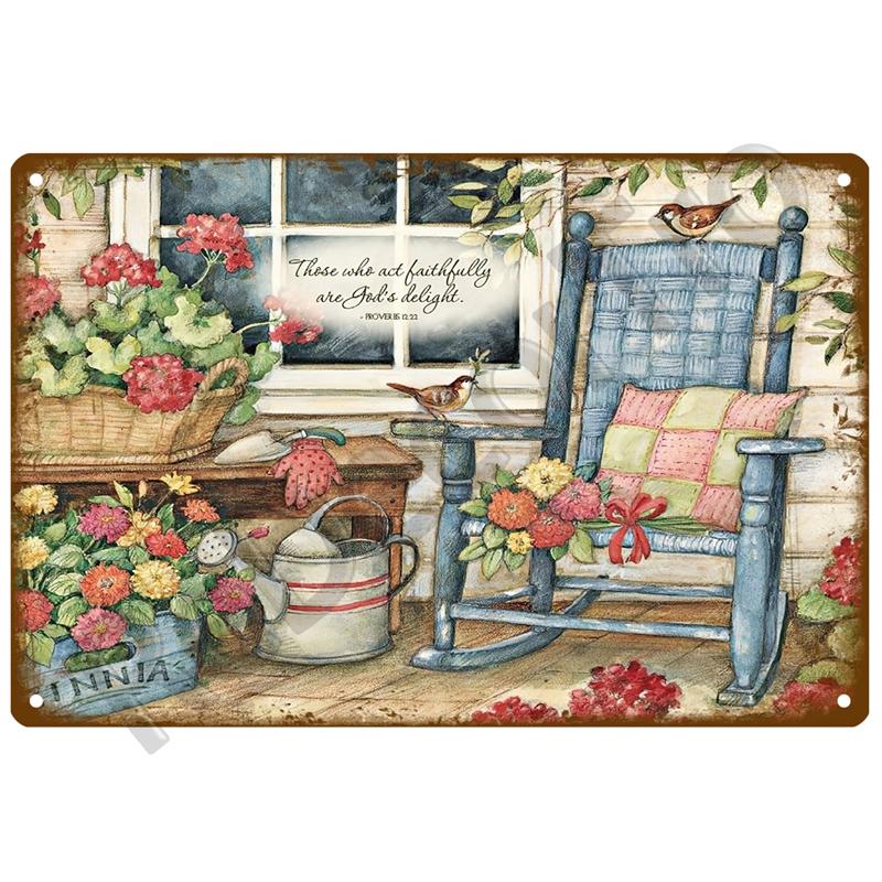 Retro Tin Sign Poster Garden Vintage Wall Poster Metal Sign Decorative Wall Plate Flower Plaque Metal Vintage Decor Accessories