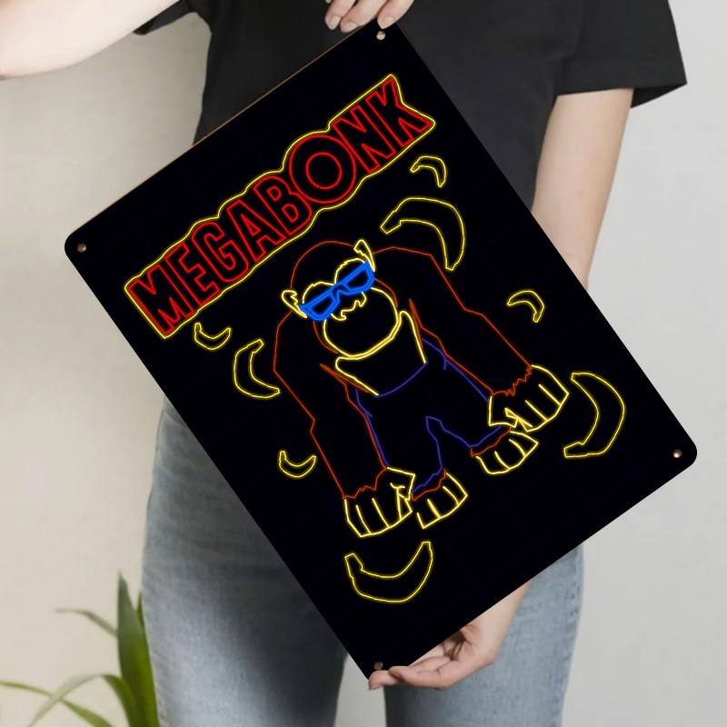 

Neon Style Gorilla Banana Decorative Metal Tin Sign Wall Art for Living Room Bedroom Bar 20x30cm（7.8x11.8inch）