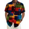 Cămașă Bărbați cu Model Geometric Imprimat 3D Cămașă cu Nasturi Cămașă Casual Cămașă de Vară Mânecă Scurtă Îmbrăcăminte Zilnică de Vacanță