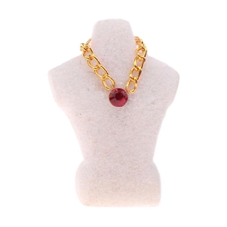 Realistic Miniature Doll House Jewelry Stand Model With Flocking Finish and Necklace for 1/24 Antique Cabinet Decors