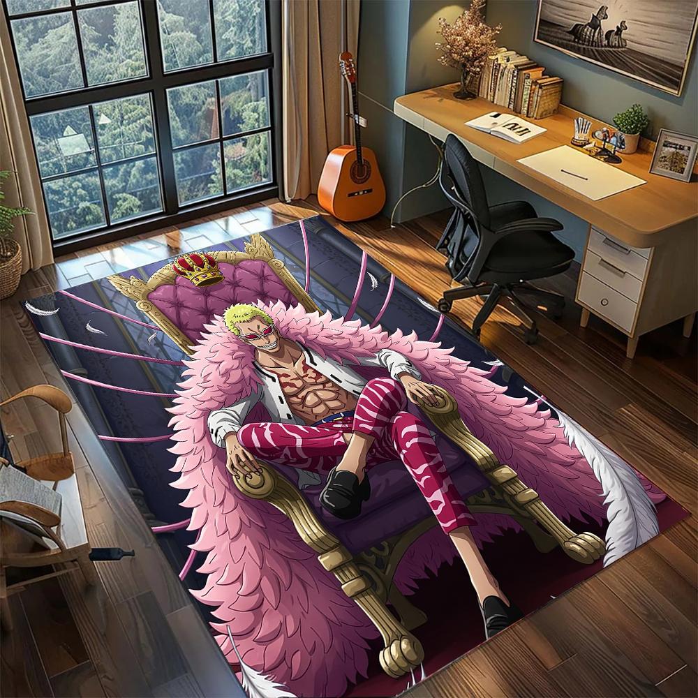 Doflamingo Smile Logo & Sunglasses Rug Carpet Large Area Rug Non Slip Washable Floor Mat Gamer Room Bedroom Home Decor