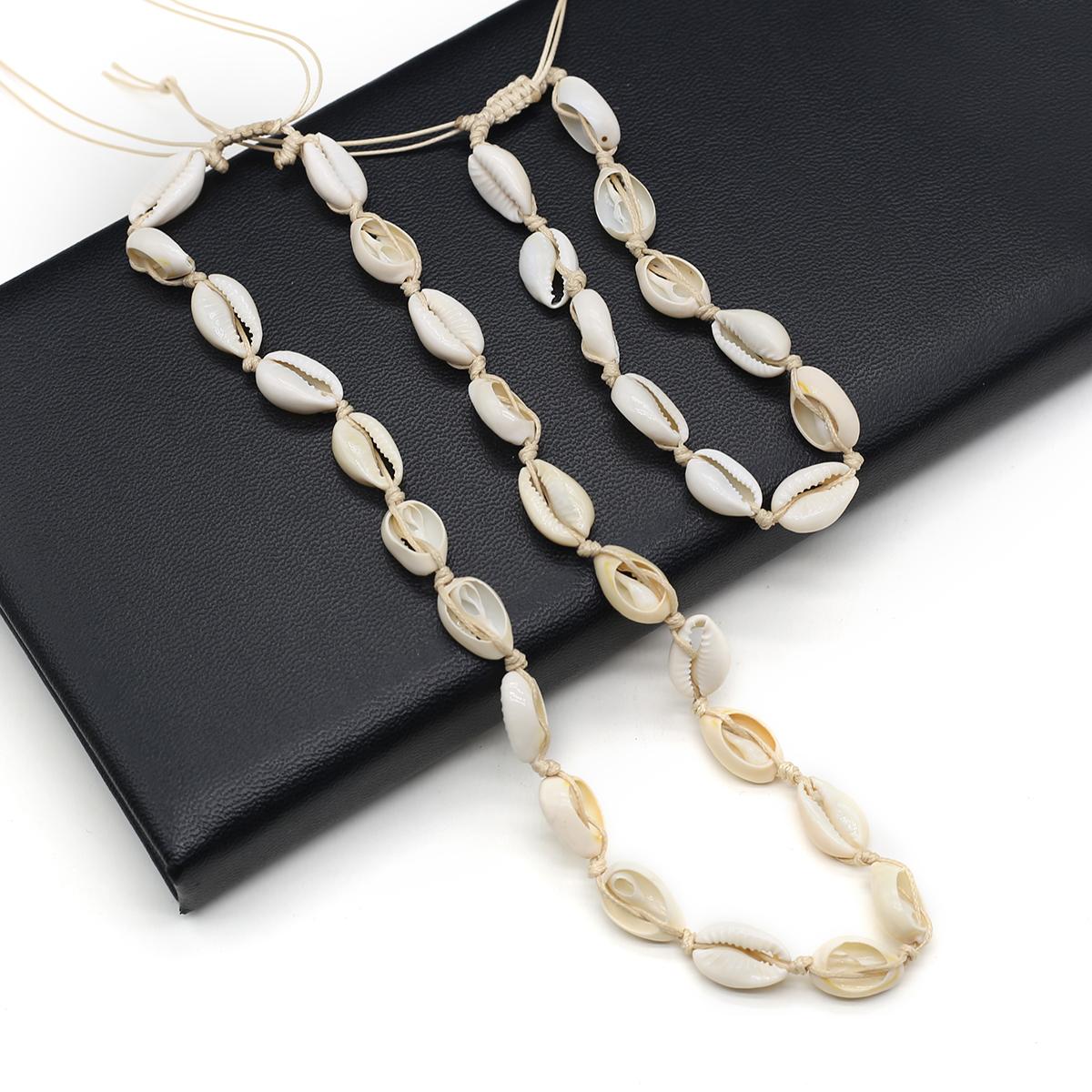 

Natural Cowrie Shell Necklace Bracelet Set 45cm Necklace 19cm Bracelet Boho Beach Jewelry for Women Summer Coastal Style Handmade Seashell Accessories 1Set