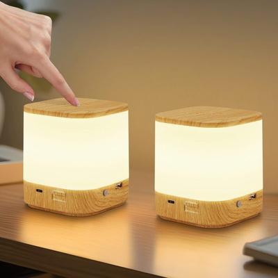 LED Table Lamp - NETTLIFE - Rechargeable 1800mAh - Touch Dimmable - 3 Temperatures - Pack of 2
