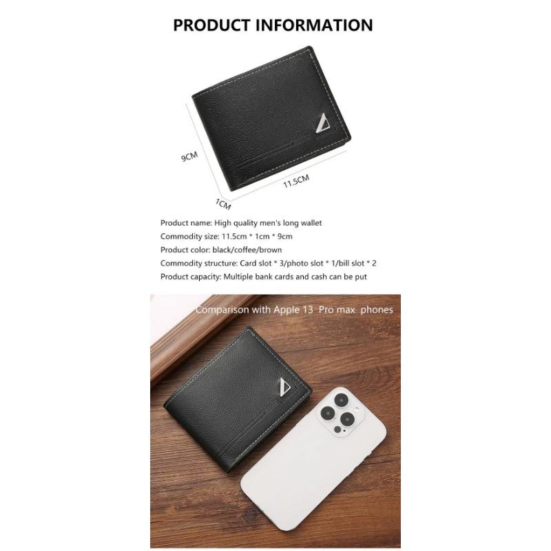 Portofel scurt pentru bărbați, piele PU, pentru bărbați subțiri, buzunar pentru monede, în stil coreean, poșetă din piele multifuncțională pentru cumpărături Suport carduri de credit