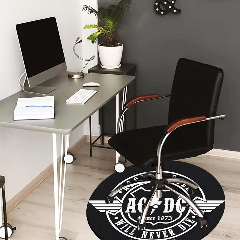 1pc AC/DC Rock and Roll Will Never Die Logo Round carpet, Made of Polyester,Perfect for Decorating Office Chairs, Living Rooms fplt803