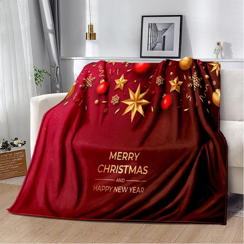 

Мультяшний Санта-Клаус Весела Різдвяна ялинка Дитячий подарунок М яка плюшева ковдра, фланелева ковдра Плед для вітальні, спальні, дивана 75x90cm