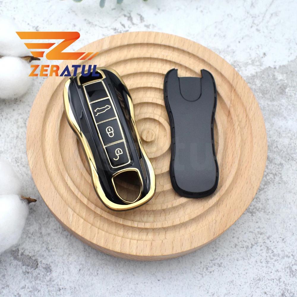 Soft Tpu Car Key Cover Case Bag For Porsche Macan 911 Panamera Cayenne Carrera Taycan Fob Shell Holder Protector Accessories