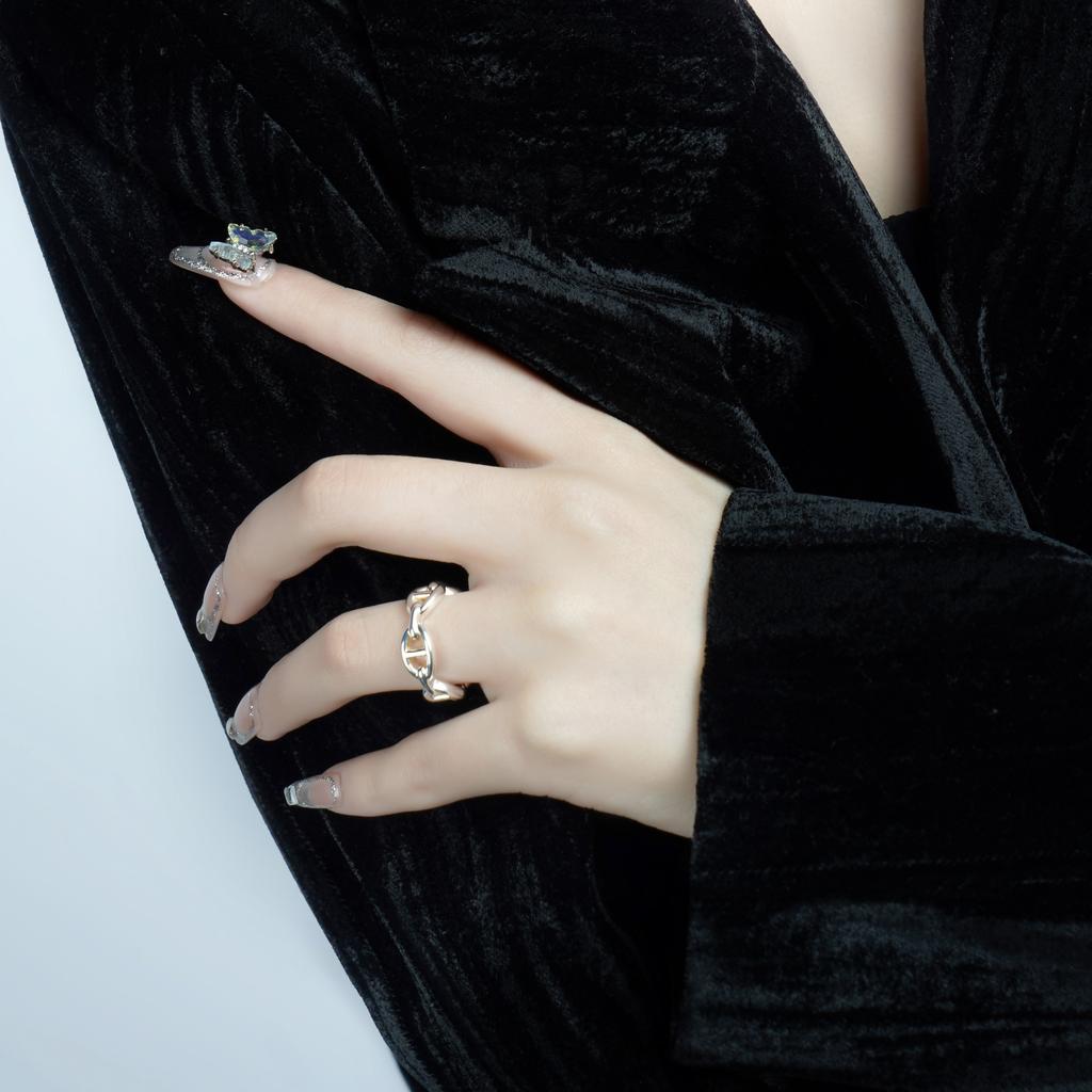Hermes Anillo Chaine DAncre Enchainee Anillo para mujer Plata H109507B