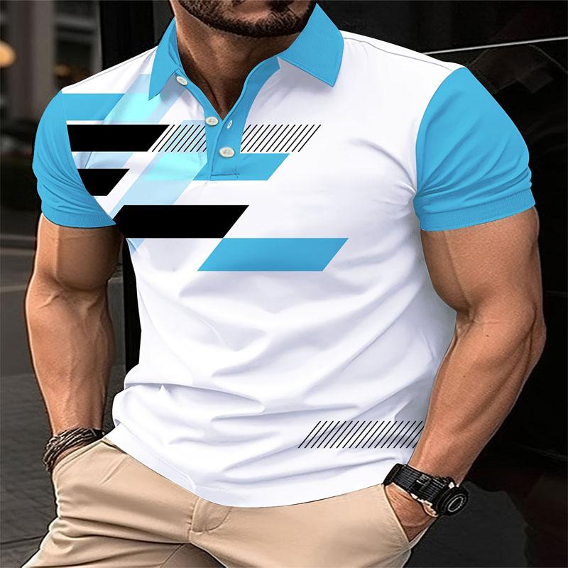 Módní rychleschnoucí pánské kontrastní polo tričko s krátkým rukávem a límečkem, ležérní styl, mírně elastický slim střih, letní top