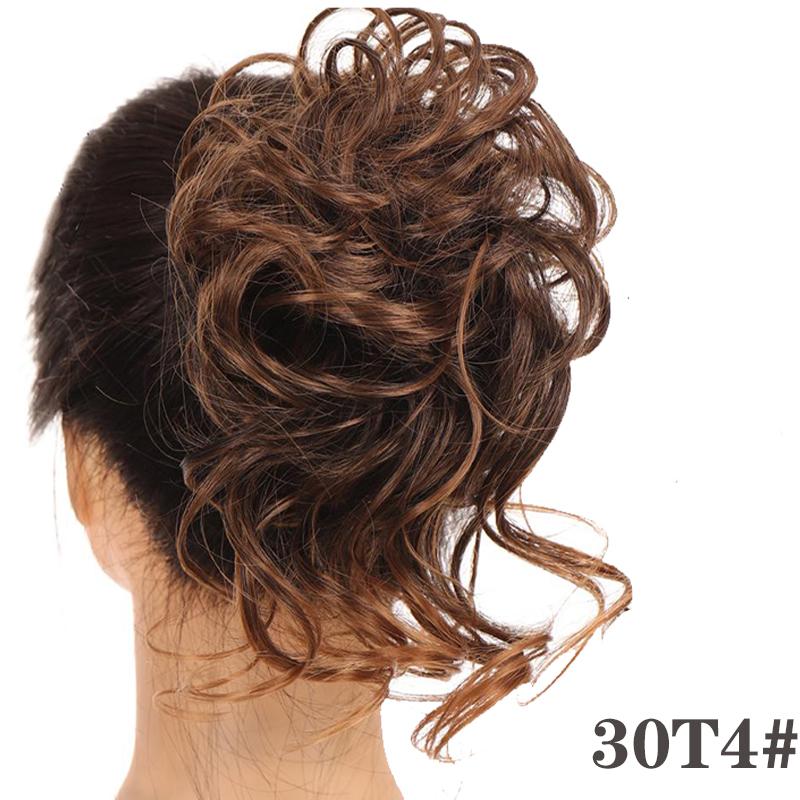 Synthetic Hair Chignons Messy Scrunchies Elastic Band Hair Bun Straight Updo Hairpiece Hair Extension for Women